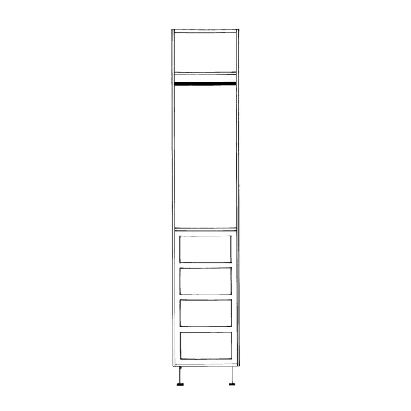 Wardrobe Single Door Lefthand Hung with Single Hanging and Drawers